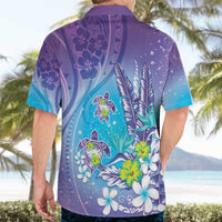 Hawaii Honu Hawaiian Shirt Tropical Flowers Purple Gradient