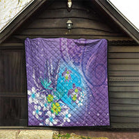 Hawaii Honu Quilt Tropical Flowers Purple Gradient