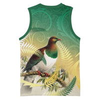 New Zealand Pigeon Kereru Basketball Jersey Maori Fern Art Green Gradient LT05 - Polynesian Pride