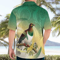New Zealand Pigeon Kereru Hawaiian Shirt Maori Fern Art Green Gradient LT05 - Polynesian Pride
