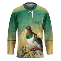New Zealand Pigeon Kereru Hockey Jersey Maori Fern Art Green Gradient - Polynesian Pride