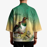 New Zealand Pigeon Kereru Kimono Maori Fern Art Green Gradient - Polynesian Pride