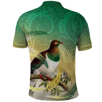 New Zealand Pigeon Kereru Polo Shirt Maori Fern Art Green Gradient LT05 - Polynesian Pride