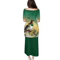 New Zealand Pigeon Kereru Puletasi Maori Fern Art Green Gradient - Polynesian Pride