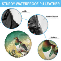 New Zealand Pigeon Kereru Spare Tire Cover Maori Fern Art Green Gradient LT05 - Polynesian Pride