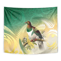New Zealand Pigeon Kereru Tapestry Maori Fern Art Green Gradient - Polynesian Pride