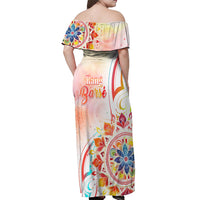 Happy Holi Festival Off Shoulder Maxi Dress Rangoli With Polynesian Pattern LT05 - Polynesian Pride