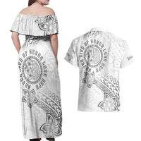 Brain Cancer Warrior Couples Matching Off Shoulder Maxi Dress and Hawaiian Shirt Never Give Up