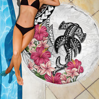 White Polynesian Hammerhead Shark Tribal Pattern Beach Blanket