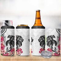 White Polynesian Hammerhead Shark Tribal Pattern 4 in 1 Can Cooler Tumbler