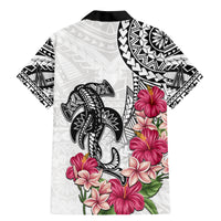 White Polynesian Hammerhead Shark Tribal Pattern Family Matching Mermaid Dress and Hawaiian Shirt