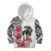 White Polynesian Hammerhead Shark Tribal Pattern Kid Hoodie