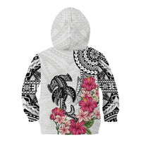 White Polynesian Hammerhead Shark Tribal Pattern Kid Hoodie