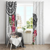 White Polynesian Hammerhead Shark Tribal Pattern Window Curtain