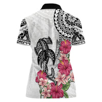White Polynesian Hammerhead Shark Tribal Pattern Women Polo Shirt