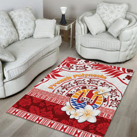 French Polynesia Internal Autonomy Day Area Rug Tropical Hibiscus And Turtle Pattern