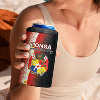 Personalised Tonga Emancipation Day 4 in 1 Can Cooler Tumbler Tongan Ngatu Pattern With Plumeria