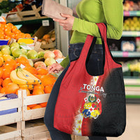Tonga Emancipation Day Grocery Bag Tongan Ngatu Pattern With Plumeria