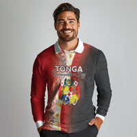 Personalised Tonga Emancipation Day Long Sleeve Polo Shirt Tongan Ngatu Pattern With Plumeria