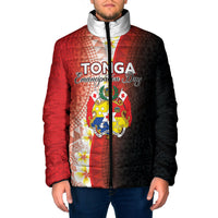 Personalised Tonga Emancipation Day Padded Jacket Tongan Ngatu Pattern With Plumeria