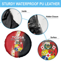 Tonga Emancipation Day Spare Tire Cover Tongan Ngatu Pattern With Plumeria