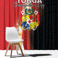 Tonga Emancipation Day Window Curtain Tongan Ngatu Pattern With Plumeria