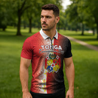 Personalised Tonga Emancipation Day Zipper Polo Shirt Tongan Ngatu Pattern With Plumeria