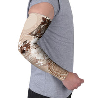 Tonga Ngatu Motifs Arm Sleeves With Coat Of Arms Beige