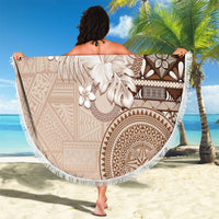 Tonga Ngatu Motifs Beach Blanket With Coat Of Arms Beige