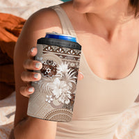 Tonga Ngatu Motifs 4 in 1 Can Cooler Tumbler With Coat Of Arms Beige