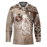 Tonga Ngatu Motifs Hockey Jersey With Coat Of Arms Beige