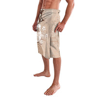 Tonga Ngatu Motifs Lavalava With Coat Of Arms Beige