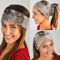 Tonga Ngatu Motifs Neck Gaiter With Coat Of Arms Beige