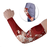 Tonga Ngatu Motifs Arm Sleeves With Coat Of Arms Red