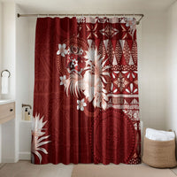 Tonga Ngatu Motifs Bathroom Set With Coat Of Arms Red