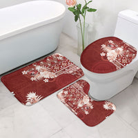 Tonga Ngatu Motifs Bathroom Set With Coat Of Arms Red