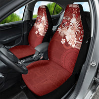 Tonga Ngatu Motifs Car Seat Cover With Coat Of Arms Red