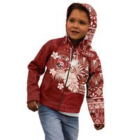 Tonga Ngatu Motifs Kid Hoodie With Coat Of Arms Red
