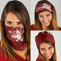 Tonga Ngatu Motifs Neck Gaiter With Coat Of Arms Red