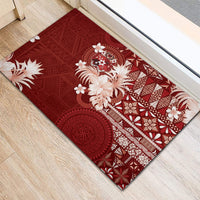 Tonga Ngatu Motifs Rubber Doormat With Coat Of Arms Red