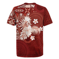 Tonga Ngatu Motifs Rugby Jersey With Coat Of Arms Red
