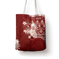 Tonga Ngatu Motifs Tote Bag With Coat Of Arms Red