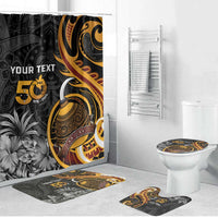 Personalised Papua New Guinea Bathroom Set Happy Independence Day LT05 Bathroom Set (4 pcs) Black - Polynesian Pride