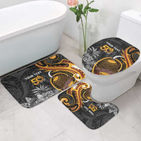 Personalised Papua New Guinea Bathroom Set Happy Independence Day LT05 Mat Set Only (3 pcs) One Size Black - Polynesian Pride