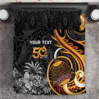Personalised Papua New Guinea Bedding Set Happy Independence Day LT05 Black - Polynesian Pride
