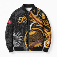 Personalised Papua New Guinea Bomber Puffer Jacket Happy Independence Day LT05 Unisex Black - Polynesian Pride
