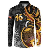 Personalised Papua New Guinea Button Sweatshirt Happy Independence Day LT05 Black - Polynesian Pride