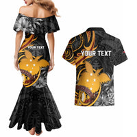 Personalised Papua New Guinea Couples Matching Mermaid Dress and Hawaiian Shirt Happy 50th Independence Anniversary - Polynesian Pride