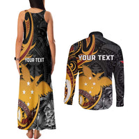 Personalised Papua New Guinea Couples Matching Tank Maxi Dress and Long Sleeve Button Shirt Happy 50th Independence Anniversary - Polynesian Pride