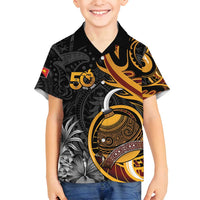 Personalised Papua New Guinea Family Matching Long Sleeve Bodycon Dress and Hawaiian Shirt Happy 50th Independence Anniversary - Polynesian Pride